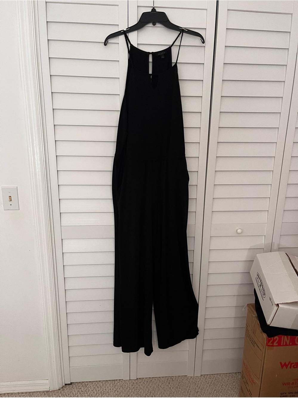 Goldray Women Black Halter Keyhole Wide Leg Jumpsuit Small Sleeveless Pocket L